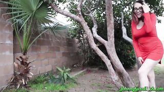 JOHNNYGOODLUCK Huge Boobed Nickey Huntsman Rides Outdoor Penis POV