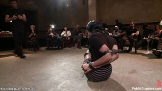Bound slave fisted in public place