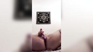 pawg cougar masturbating into fishnets