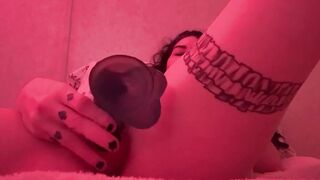 vulgar beauty fucks herself with a vibrating toy inside her butt
