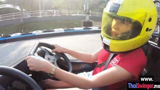 After driving a kart teen rode big dick