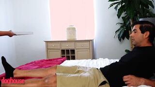 Juicy Dark Haired Beauty (Alyx Star) Covers Her Boyfriend's Face With Her Long Titted Then Riding His Dick - Dog House