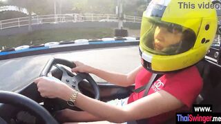 After driving a kart eastern barely legal rode huge penis and pleased white BF