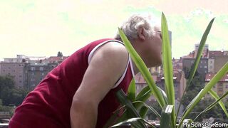 His cheating girlfriend rides father into law mature dick