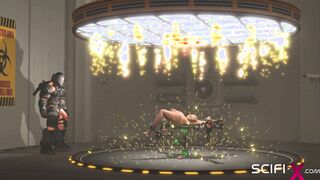 Cyberpunk dreams. Incredible Sexy Goddess hand cuffed slutty chick gets pounded hard by sci-fi soldier