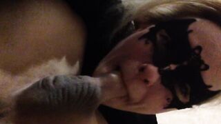 While a masked amateur takes a selfie, a bro fucks her rough inside the mouth