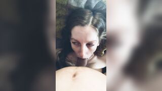 pov head tries huge penis her little mouth
