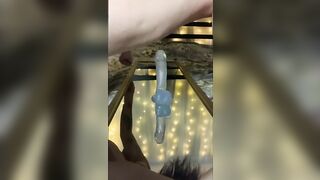 Blowing and Rides Vibrator on Mirror / Reverse Cowgirl point of view