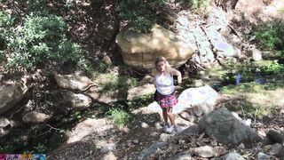 Blonde college chick caught skipping class fucks professor outdoor