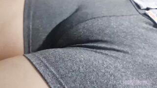 Compilation - Touching, squeezing and scratching my tight puffy snatch inside pants, shorts, spandex, suplex and yoga leggings.