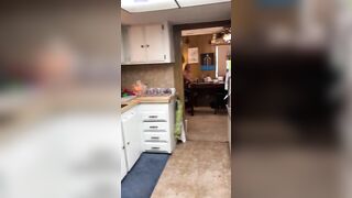 Crazy Blonde Pees into Coffee Mug