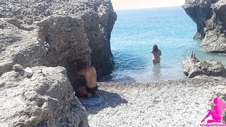 Showing Off a stranger on the beach