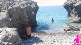 Showing Off a stranger on the beach