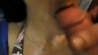 Old housewife is taking cum on her mouth