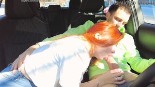 OUTSIDE oral sex into VEHICLE! SWALLOWed all sperm!
