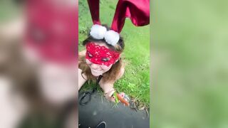 Incredible Sexy Little Bunny Twat On Leash plays w dildo
