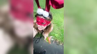Incredible Sexy Little Bunny Twat On Leash plays w dildo