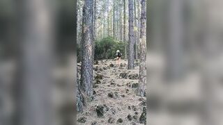 walked nude into the forest, get cum on the butt