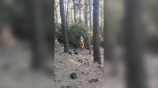 walked nude into the forest, get cum on the butt