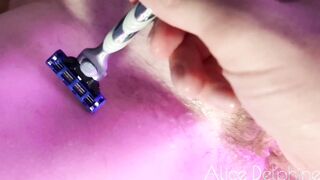 Shaving my stepmother's legs and booty close-up before rough sex ( Part two )