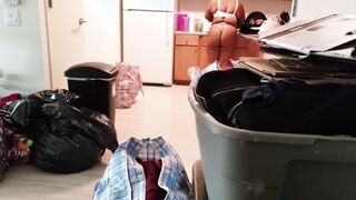bbw with long ass cleans her house on concealed webcam half nude while her step brother loving watching his step sister into her g-string