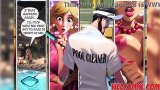 The pool cleaner fucking the Goddess bosses - Satisfaction Mansion