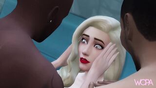 Amber does interracial gang bang inside outdoor bar