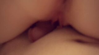 stepsister is rubbing her soak tight cunt on my cock until i cum