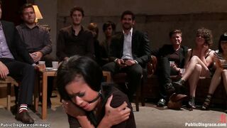 Tanned slave bound and gang banged