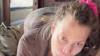 Blonde with dreads and Hottie booty blows my dick really amazingly hot while on holiday traveling