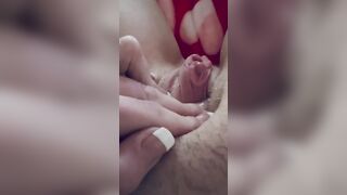 Getting soak having fun with my huge butt clitoris