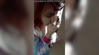 Fellatio with cum on my huge boobies