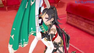 Dehya and Venti have extreme sex into the bedroom. - Genshin Impact Cartoon
