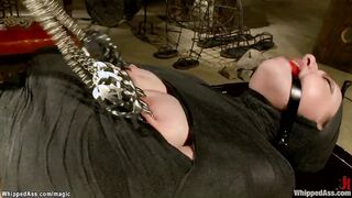 Dark Hair lesbo slave anal doggy banged
