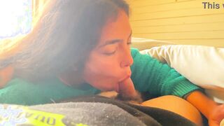 oral sex cummed into her mouth and face - thin and turned on