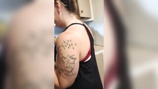 Mom Inside Kitchen Cleaning Upskirt