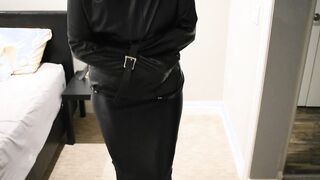 Tied into Leather Straightjacket and Hobble Dress