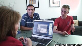 Very older office grandmother 3 way nailed