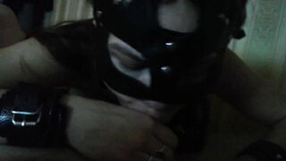 A BABY INTO A MASK AND HANDCUFFS DOES A ORAL SEX