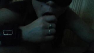 A BABY INTO A MASK AND HANDCUFFS DOES A ORAL SEX