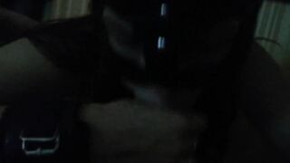 A BABY INTO A MASK AND HANDCUFFS DOES A ORAL SEX