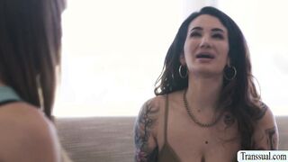 Trans stepteen fucks hot tattooed stepmom