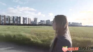 Foxy Sub Flashes Huge Breasts inside Outdoor