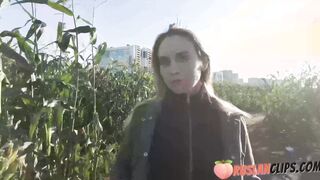 Foxy Sub Flashes Huge Breasts inside Outdoor