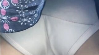 Up skirt flashing cotton underwear showing off