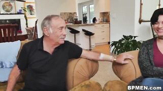 two grandpas took some Viagra to pounded delicious dark haired Sydney