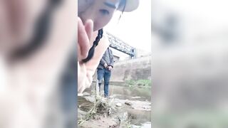 Asian Daddy Gets Public Hj