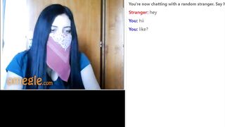 Dark Haired Omegle 18 year old Yo Flashes her Fantastic Hooters