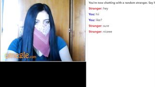 Dark Haired Omegle 18 year old Yo Flashes her Fantastic Hooters