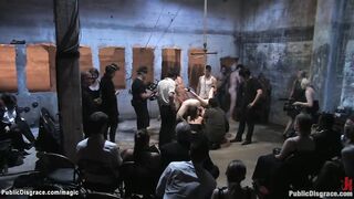 Service slave rough fucked in public